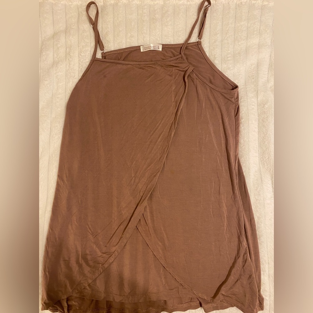 Nursing/Breastfeeding Top - Taupe spaghetti strap flowy tank